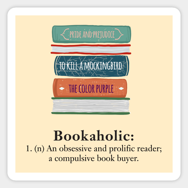 Book Lover's "Bookaholic" Definition Sticker by EarlyBirdBooks